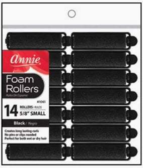 12 Annie Foam Rollers Black 5/8" Small (14 Pack) 1061