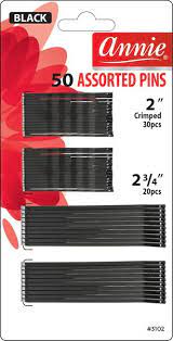 Annie bob pins 2" & 2-3/4" Assorted 50 ct Black